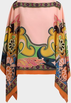 Etro Paisley-Print Silk Poncho