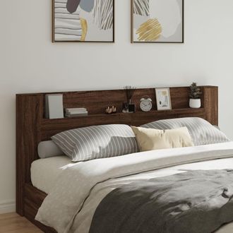 vidaXL Cabecero De Cama Con Luz Led Marr&oacute;n Roble 220x16,5x103,5 Cm Vidaxl