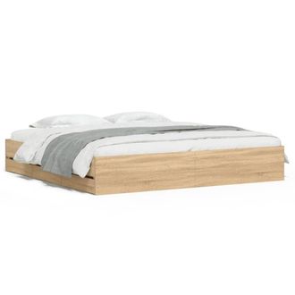 Berkfield Home Bed Frame w/Drawers Frame Sonoma Oak 180x200 cm Super King in Light Tan