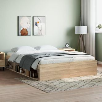 Berkfield Home Bed Frame Sonoma Oak 140x190 cm in Brown