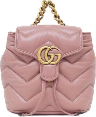 Gucci Rose Pink Leather Backpack (Pre-Owned)
