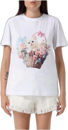 Msgm T-shirt a maniche corte con stampa frontale - - Tops - Donna - Bianco - M