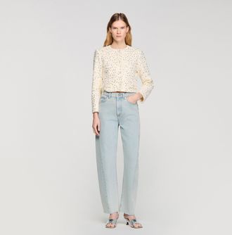 Sandro Cropped sequinned cotton jacket