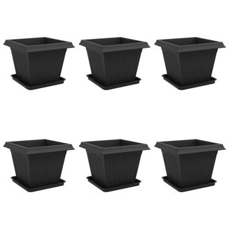 vidaXL Macetas 6 Pcs Negro 43 X 43 X 33,5 Cm Pl&aacute;stico Vidaxl