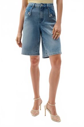 Joseph Ribkoff High Waisted Knee-Length Short In Light Wash