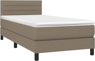 vidaXL Cama Box Spring Con Colch&oacute;n Tela Gris Taupe 80x200 Cm Vidaxl