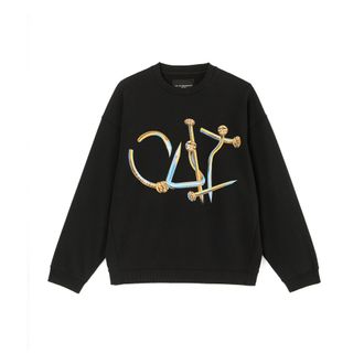 Cult of Individuality Cults Crew Neck Fleece Sweater Nailhead in Pirate Black
