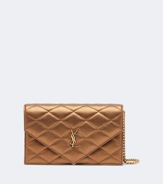 Saint Laurent Paris metallic leather wallet on chain