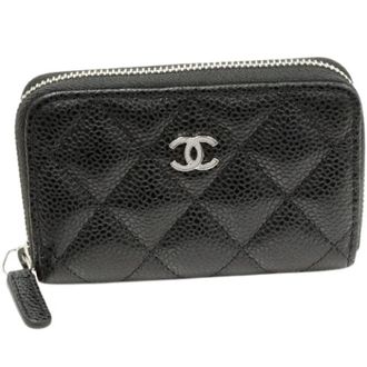 Chanel Pre-owned Wallets, female, Black, Size: ONE SIZE Pre-owned Timeless Classic Grained Calfskin Coin Case