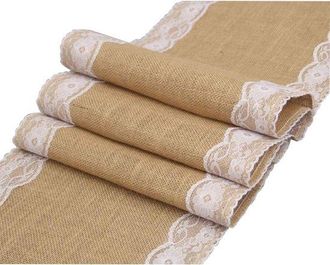 OEM 3 Piezas De Camino De Mesa De Yute Blanco Con Encaje, 27530 Cm, Decoraci&oacute;n De Cocinas R&uacute;sticas, Despedidas De Soltera Y Fiestas