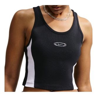 Nike (WMNS) Nike Sportswear Tight Cropped Tank Top Black White Metallic Silver IQ3162-010