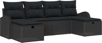 vidaXL Conjunto De Sof&aacute; De Jard&iacute;n 6 Pcs Negro 234 X 117 X 85 Cm Vidaxl