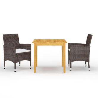 Berkfield Home 3 Piece Garden Dining Set with Cushions Brown