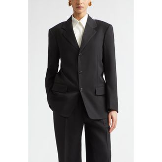 Bottega Veneta Oversize Wool Grain de Poudre Jacket in 1010 Double Black at Nordstrom, Size 40