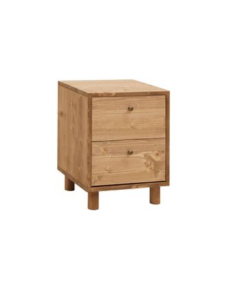 Deco Wood Mesita de noche de madera de dos cajones tono roble medio 50,5x37,5cm