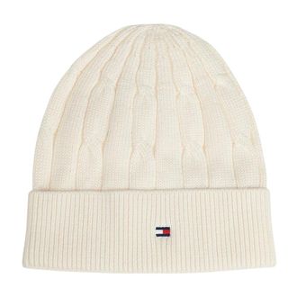 Tommy Hilfiger Essential Cable Muts - unisex - Accessoires - Beige - Maat: L/Xl Katoen