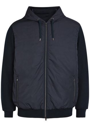Herno Hooded Shell and Cotton-knit Jacket - Navy - 56 (UK46 / Xxxl)