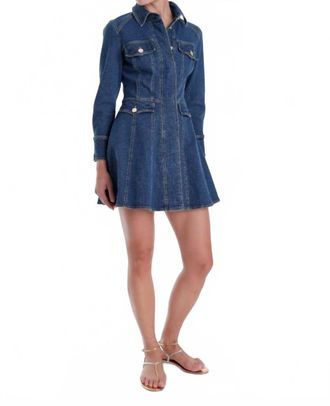 Karina Grimaldi Daniela Denim Mini Dress In Navy