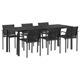vidaXL Juego De Muebles De Exterior 7 Pcs Negro Y Antracita Textileno Vidaxl