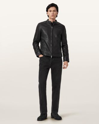 AllSaints Holt Slim Fit Leather Jacket