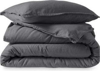 Bare Home 100% Cotton Flannel Duvet Cover & Sham Set in Grey at Nordstrom, Size California King