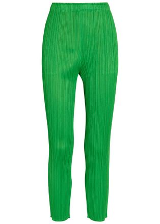 Pleats Please Issey Miyake Pleated Tapered-leg Trousers - Green - 3