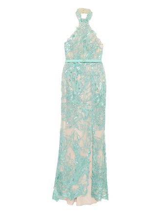 Saiid Kobeisy embroidered gown - Green