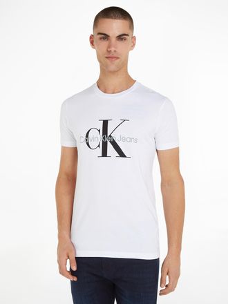 Calvin Klein Jeans T-Shirt CALVIN KLEIN JEANS ICONIC MONOGRAM SLIM TEE, Herren, Gr. XXL (56), weiss (hellwei&szlig;), Jersey, Obermaterial: 100% Baumwolle, bedruckt, schmal h&uuml;