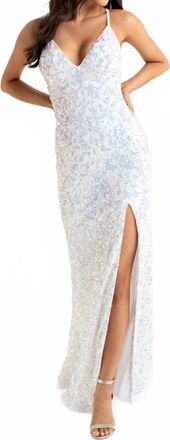 Primavera Elegant Sequined Evening Gown In Ivory