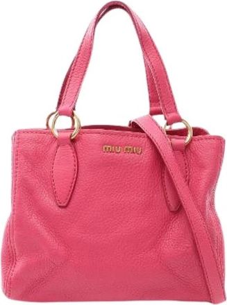 Miu Miu Pre-owned Vitello Caribu 2way handbag - Dames - Vintage Handtas - Roze - ONE Size - Leer - Vintage