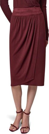 DKNY Mixed Media Twist Detail Midi Skirt in Black Cherry at Nordstrom, Size X-Large