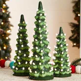 Best Choice Products Set of 3 Pre-Lit Hand-Painted Ceramic Tabletop Christmas Trees