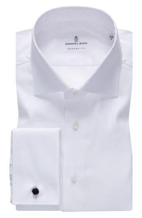 Emanuel Berg Cotton Dress Shirt in White Stripe at Nordstrom Rack, Size Small