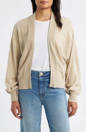Wit & Wisdom Dolman Sleeve Zip Cardigan in Heather Wheat at Nordstrom Rack, Size Small