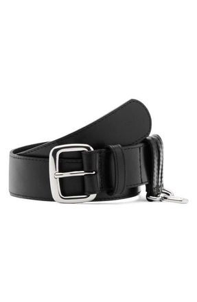 Mango Starring Hailey Bieber Loops Leather Belt in Black at Nordstrom, Size Medium