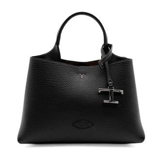Tod's Black Leather Shoulder Bag Tote Bag (Pre-Owned)
