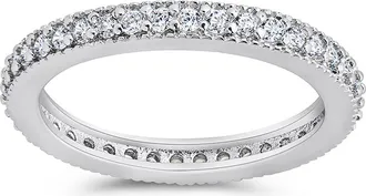 Sterling Forever Thin Cubic Zirconia Band Ring in Silver/clear at Nordstrom, Size 8