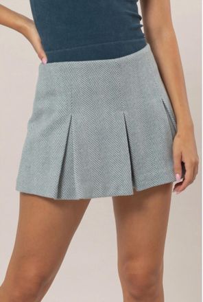 HYFVE Herringbone Pleated Skort In Turquoise