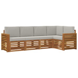 vidaXL Conjunto De Sof&aacute; Seccional Con Coj&iacute;n 5 Pcs Gris Natural Y Claro Vidaxl