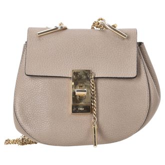 Chlo&eacute; Pre-owned Womens Chlo&eacute; Pebbled Small Drew Bag in Beige Leather - One Size