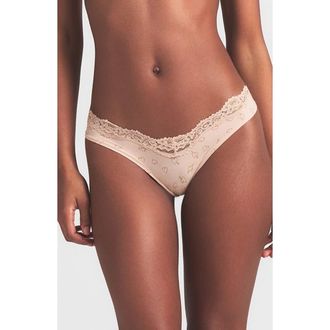 SKIMS Fits Everybody Lace Dipped Thong in Mica Sketched Hearts at Nordstrom, Size Xx-Small