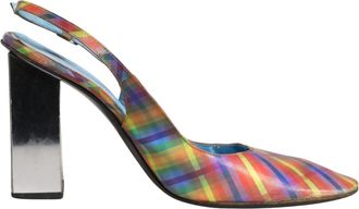 Dolce & Gabbana Multicolor Plaid Heels Slingback Sandals Womens Shoes (Pre-Owned)