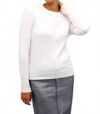 Kaffe Kasilla Cable Knit Regular Fit Pullover Sweater In Chalk White