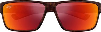 Maui Jim Uila 62mm PolarizedPlus2 Oversize Rectangular Sunglasses in Brown/Hawaii Lava at Nordstrom