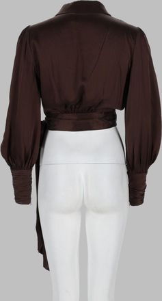 Zimmermann Silk Wrap Blouse - Brown