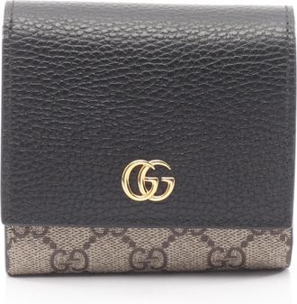 Gucci Beige Black Gg Supreme Leather Wallet (Bi-Fold) (Pre-Owned)