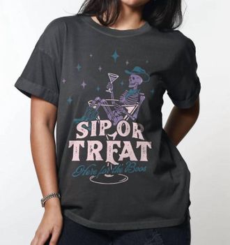 Girl Dangerous Sip Or Treat Tee In Violet Blue