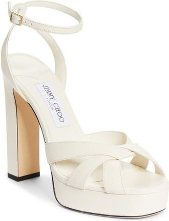 Jimmy Choo London Kove Ankle Strap Platform Sandal in Latte at Nordstrom, Size 10.5Us