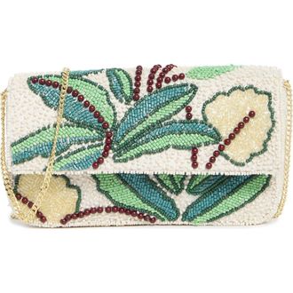 Jessica McClintock Caitlin Beaded Shoulder Bag in Jungle Cream at Nordstrom Rack