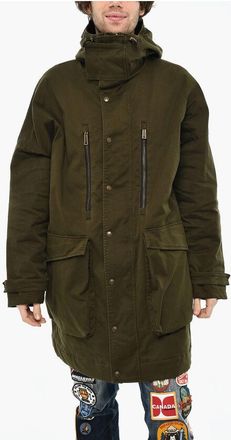 Dsquared2 Cotton Coat with Hidden Closure and Hood size 52
